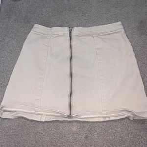 Tan skirt with zipper in front